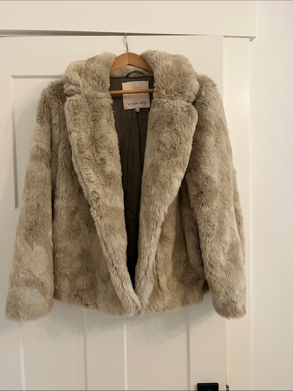 Sunday Best Plush Taupe Faux-Fur Teddy Jacket (Aritzia)